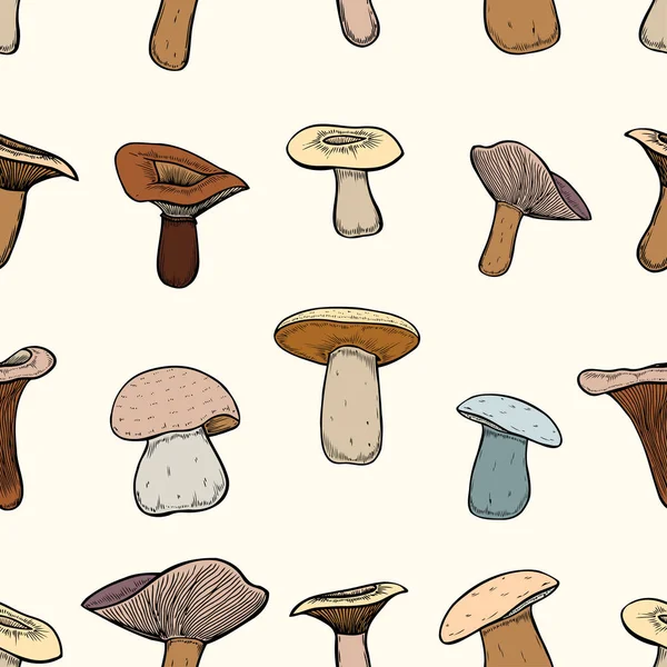 Padrão sem costura com cogumelos — Vetor de Stock