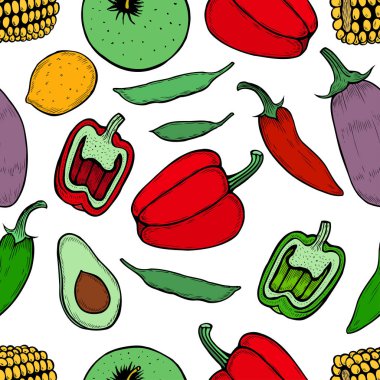 Organik sebze oyma seamless modeli.