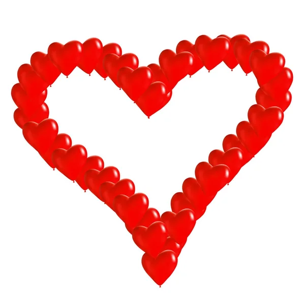 Červené Balónky srdce — Stockový vektor