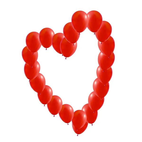 Ballons rouges coeur — Image vectorielle