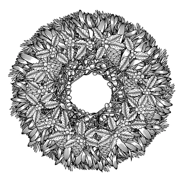 Illustration de couronne de Noël — Image vectorielle