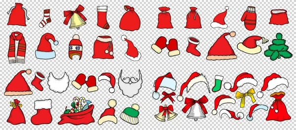 Doodle Noel şapka ayarla — Stok fotoğraf