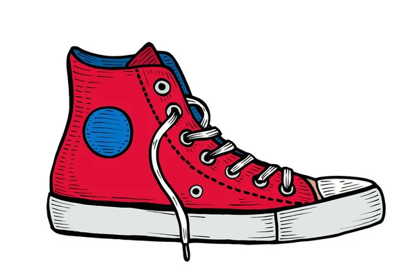 Κόκκινα αθλητικά παπούτσια και κηλίδες μελανιού — Διανυσματικό Αρχείο