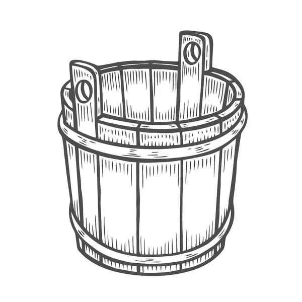 Old wooden bucket. — Stock Vector