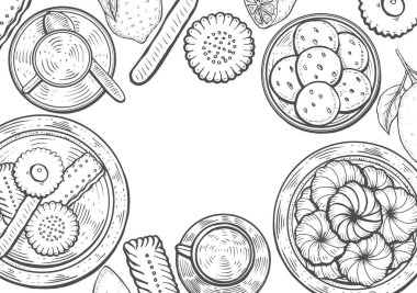 Oryantal tatlılar illüstrasyon.