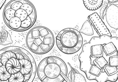 Oryantal tatlılar illüstrasyon.