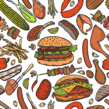 Dikişsiz desen Barbekü Izgara.