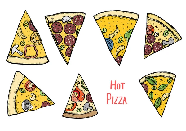 Italienische Pizza von Hand gezeichnet — Stockvektor