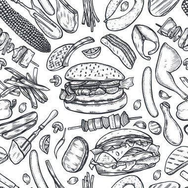 Dikişsiz desen Barbekü Izgara.