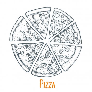 Pizza elle çizilmiş