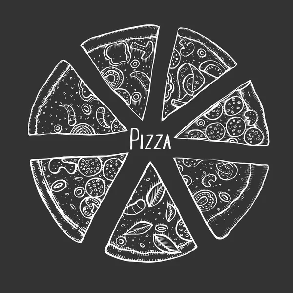 Pizza dibujada a mano — Archivo Imágenes Vectoriales