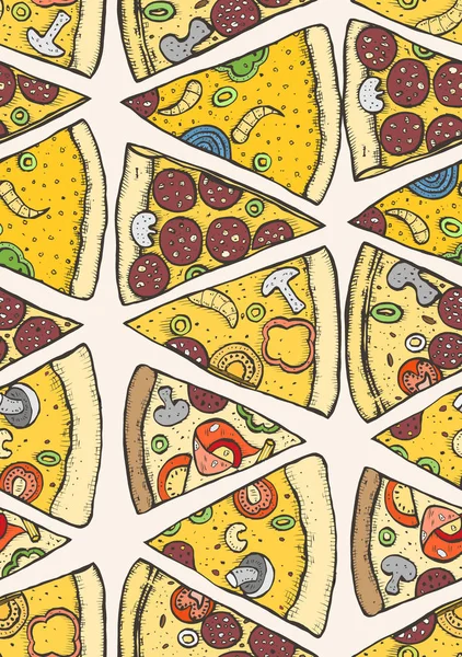 Pizza fetta modello senza cuciture — Vettoriale Stock