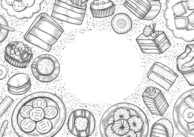 Tatlılar ve ekmek seti.