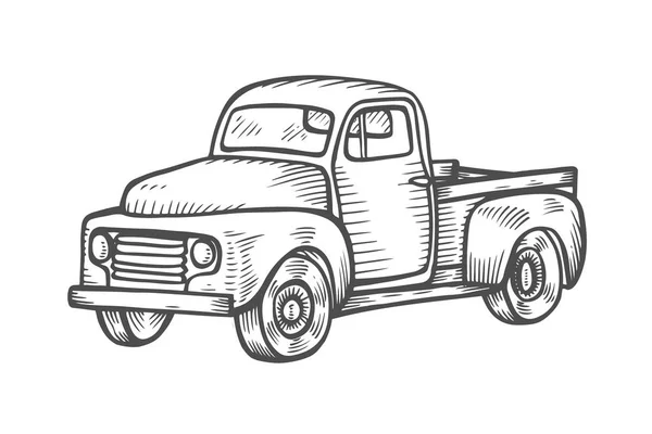 Truck in vintage engraved style — Stock Vector