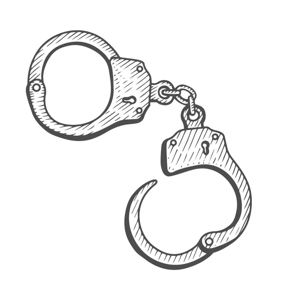 Handcuffs Hand drawn — Stock Vector