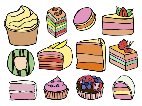 甜点和甜点颜色 — 图库矢量图片