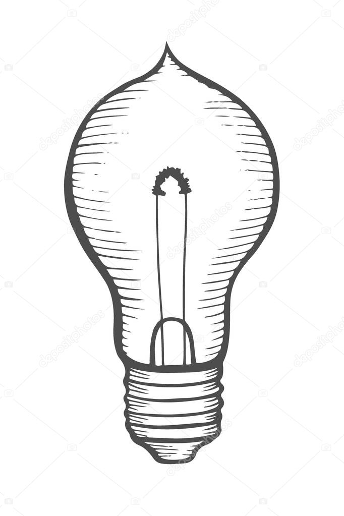 Glowing light incandescent bulb