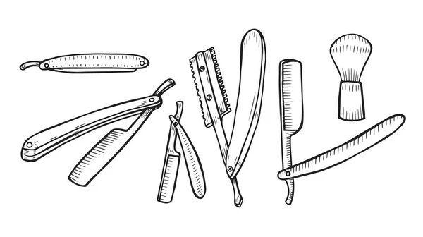 Scheermes en scheren borstel. — Stockvector