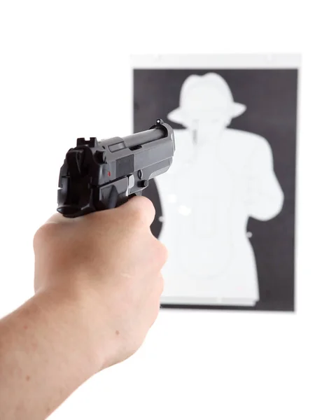 Teenager in the hood with gun. — Stock Photo, Image