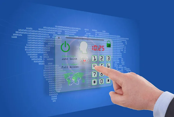 タッチ スクリーン コンピューター インターネット セキュリティ オンライン ビジネス コンセプトとして — ストック写真