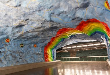 Maj 31, 2016. Stockholm. İç ve Stockholm metro istasyonu 