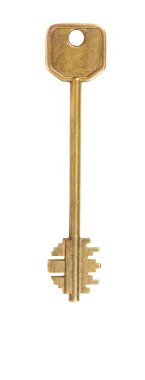 Beyaz üzerine eski altın anahtar.