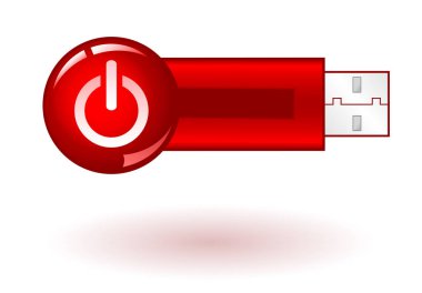 USB Pendrive ile kırmızı güç simgesi