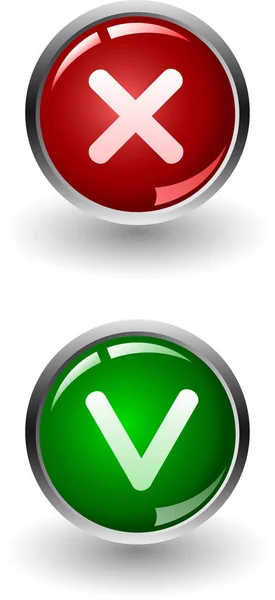 Sim ou não botões contras vetor, marcas de seleção — Vetor de Stock