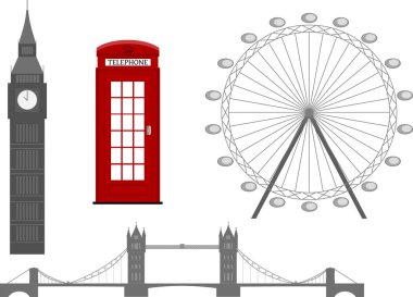 Londra sembolü, siluet simge, vektör çizim