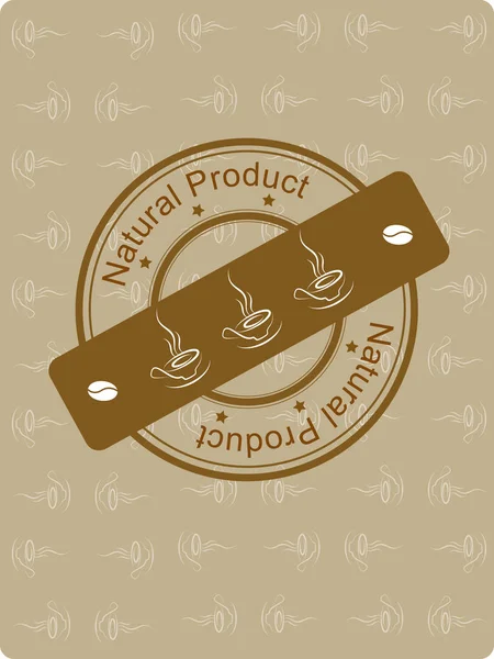 Grunge-Stempel "Natural Procuct" auf Kaffeehintergrund — Stockvektor