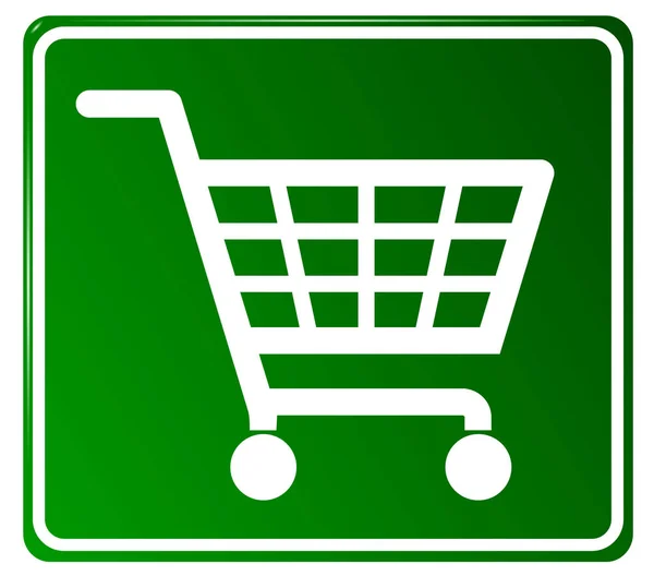 Groene winkel mandje teken — Stockvector