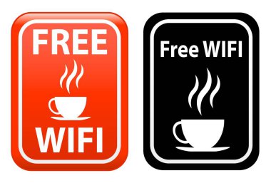 Ücretsiz Wi-Fi ve kahve alan bilgi işareti 