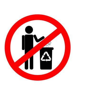 İşareti, çöp yasağı çöp değil, pil atılması ban