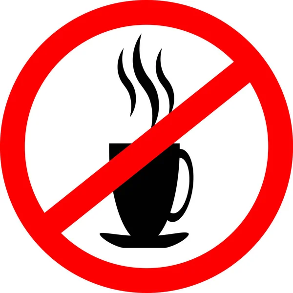 Icono de signo de prohibición. No beber café caliente o té. Ilustración vectorial con una taza humeante — Archivo Imágenes Vectoriales