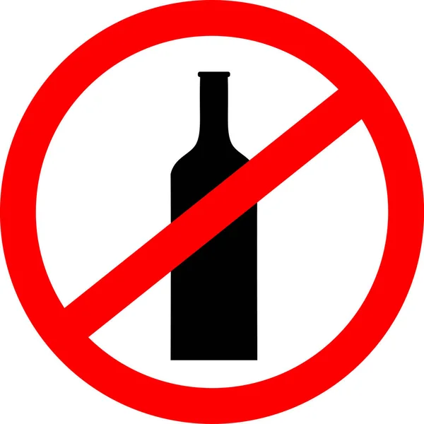 Icono de signo de prohibición. Nada de bebida con botella. Ilustración vectorial . — Vector de stock