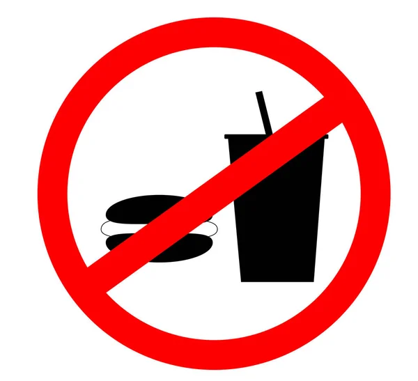 Proibição sinal icon.No comer e não são permitidas bebidas isoladas no fundo branco . —  Vetores de Stock
