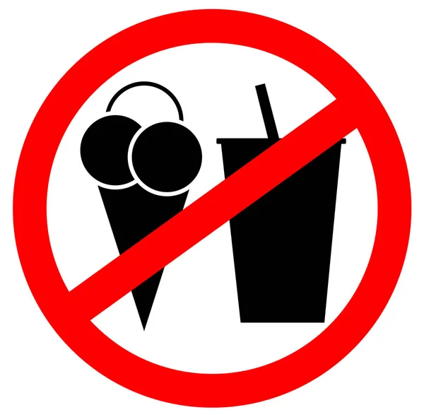Απαγόρευση εισόδου εικονίδιο. Δεν τρώει παγωτό και χωρίς ποτό. — Διανυσματικό Αρχείο