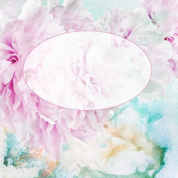 Peony flowers  painted  on colorful canvas background
