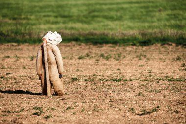 Bir yazı scarying kuşlarda eğilerek korkuluk