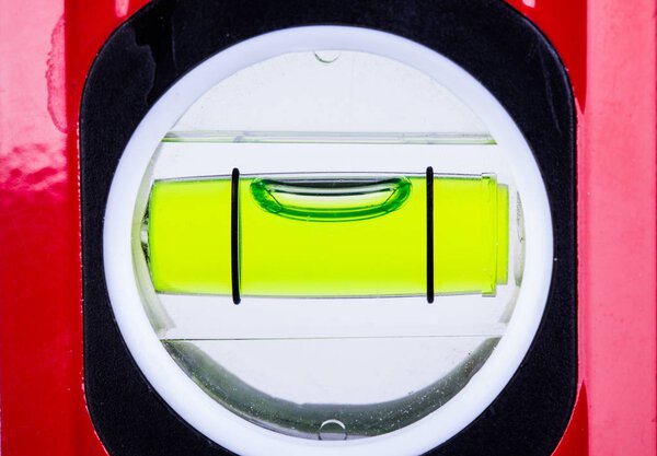 Spirit level bubble close up