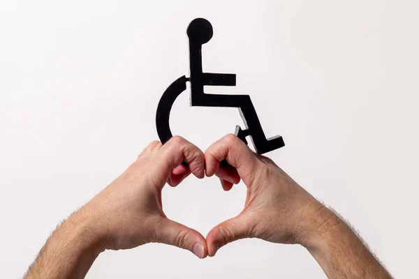 Disabled Sign Love Heart Hand Shape Care Disability Concept White — Stock Photo, Image