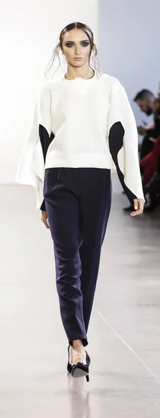 ニューヨーク アメリカ合衆国 2018 春のスタジオ マンハッタンにニューヨーク ファッション ウィーク中にリアン マーシャル秋 2018年滑走路ショーのモデル散歩滑走 — ストック写真