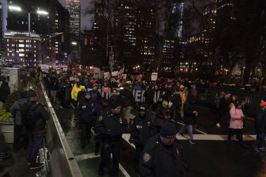 New York, NY - December 17, 2019: Few hundreds people rally in support of impeachment of President Trump from Times Square to Union Square along Broadway