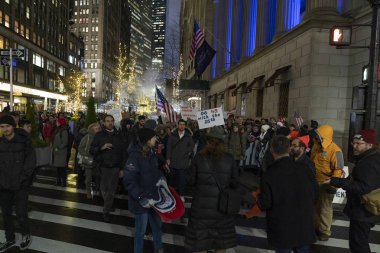 New York, NY - December 17, 2019: Few hundreds people rally in support of impeachment of President Trump from Times Square to Union Square along Broadway