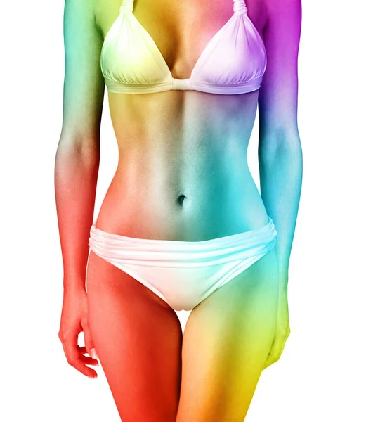 Multi-colored body in underwear — Stock Photo, Image