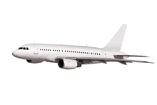 Avião comercial em fundo branco — Fotografia de Stock