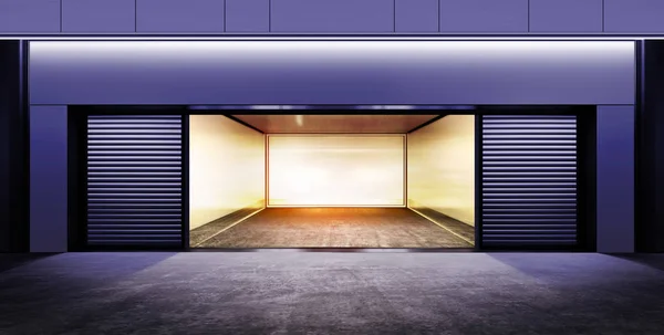 Moderno garage vuoto di notte — Foto Stock