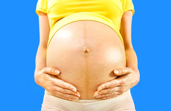 Closeup stomach of pregnant woman — Stock Photo, Image