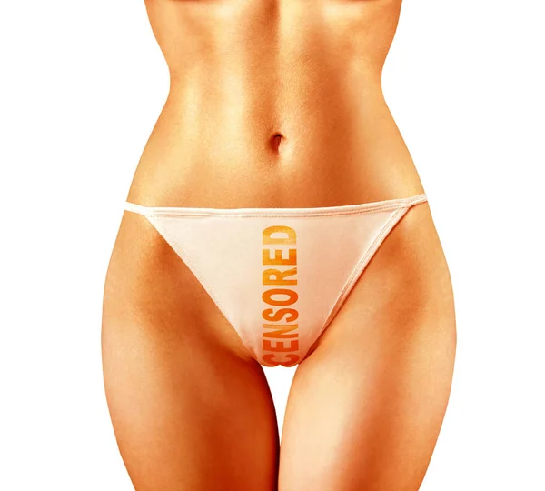 Part of woman in panties that censored — Stock Photo, Image