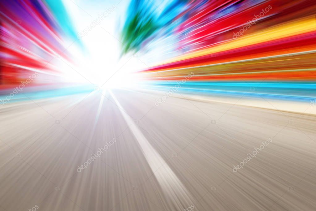 driving on high speed in empty road